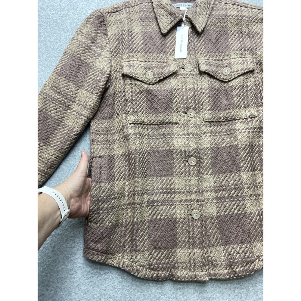 Outerknown Blanket Shirt Jacket Mens S Brown Plaid Quilted Lined Shacket - Picture 14 of 15